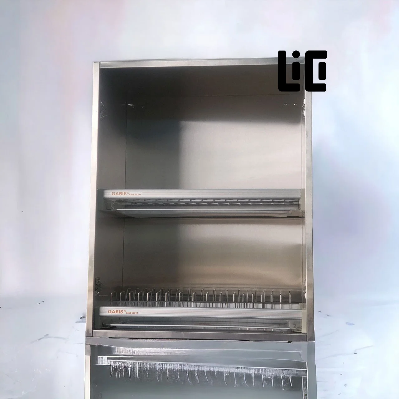Tủ Bếp Inox Treo Tường Để Giá Bát Cố Định - Cánh Mở